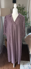 Gingham brown maxi dress