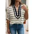 White and black striped top