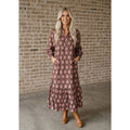 Floral brown midi dress