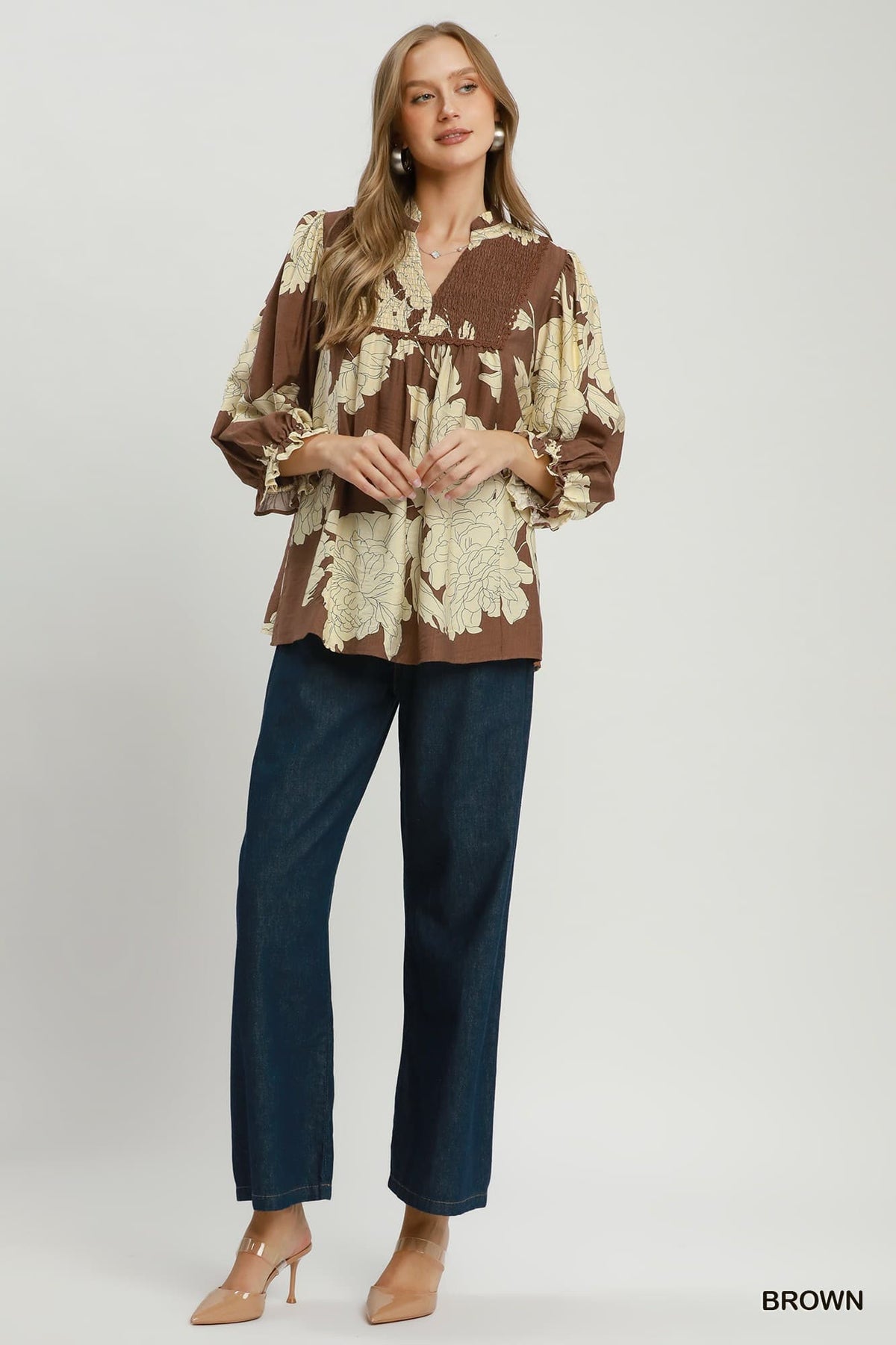 Brown floral top