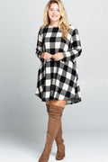 Plus size red and black plaid dress