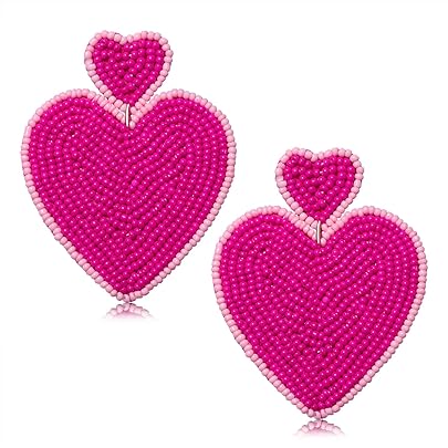 Pink heart earrings