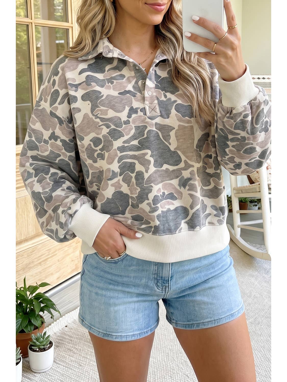 Camo long sleeve top