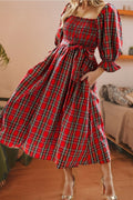 Red plaid dress