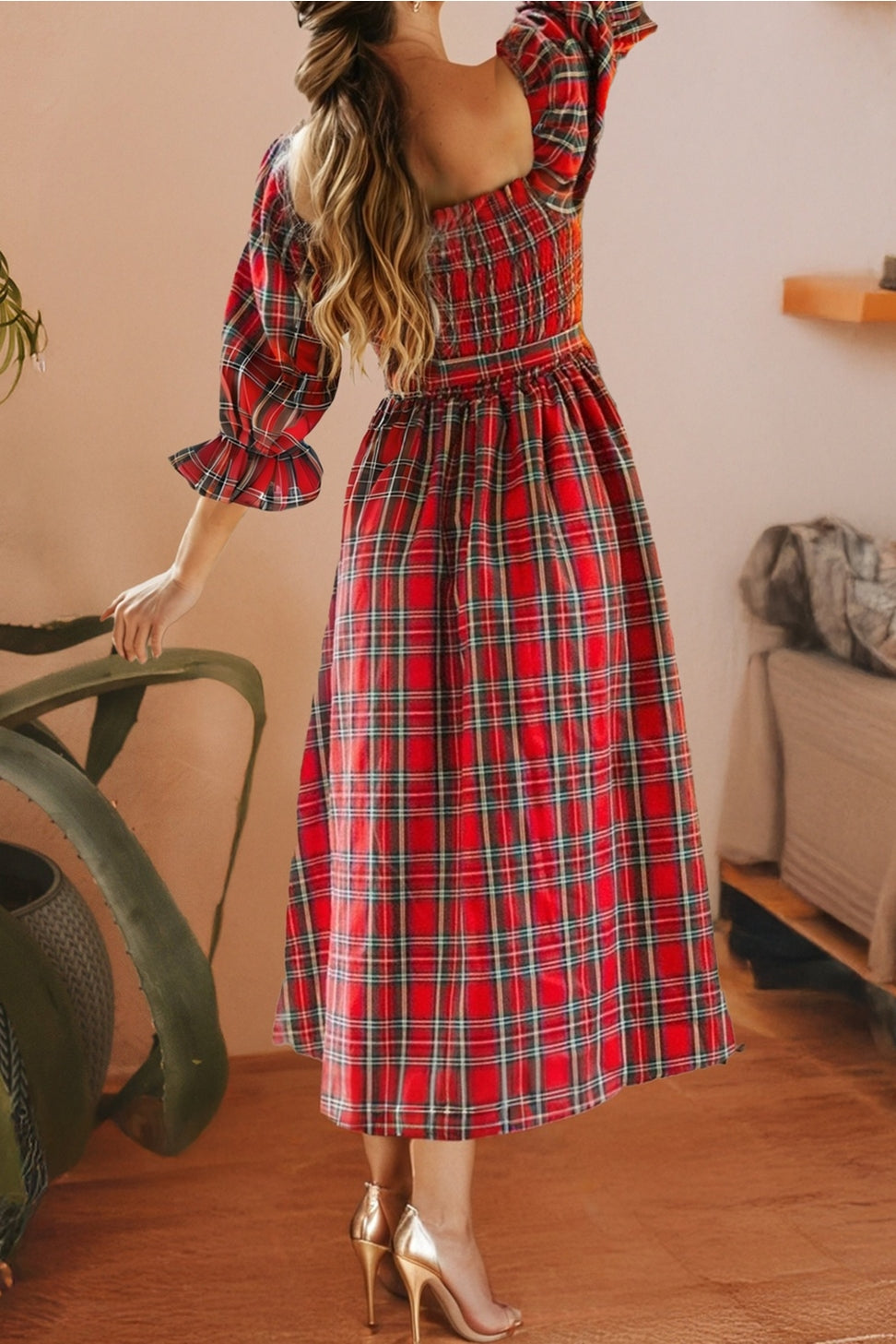 Red plaid dress