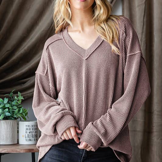 Taupe ribbed Top