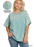 Mineral washed tshirt plus size