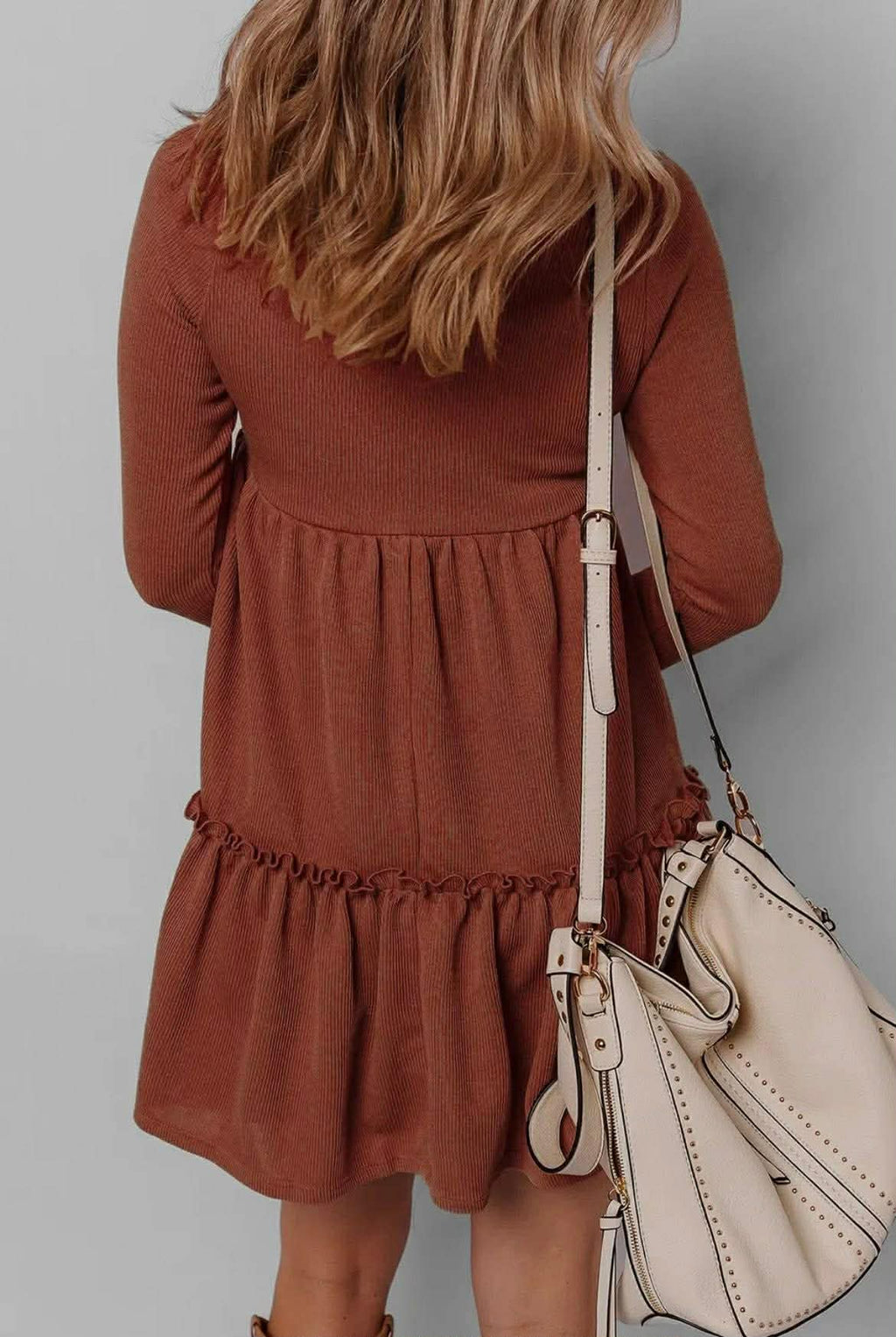 Rust ruffled  dress