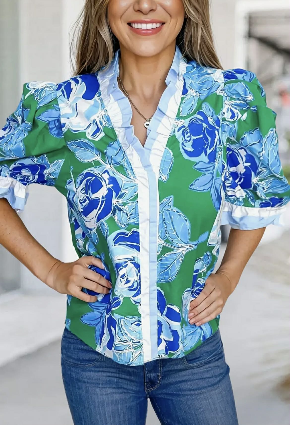 Blue Floral Top