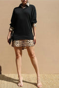 Black leopard print dress