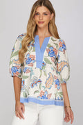 White floral blouse