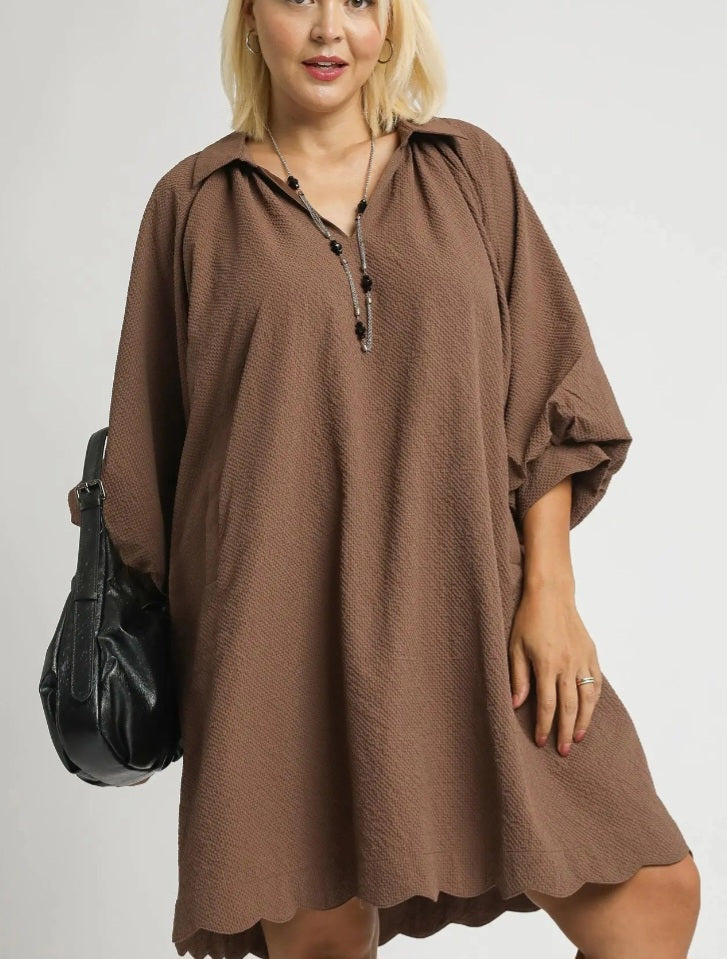Plus size Brown Dress