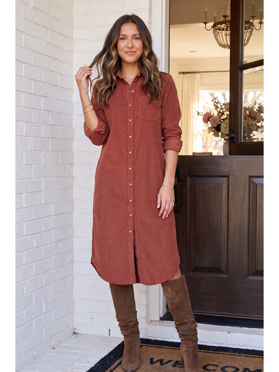Corduroy rust dress