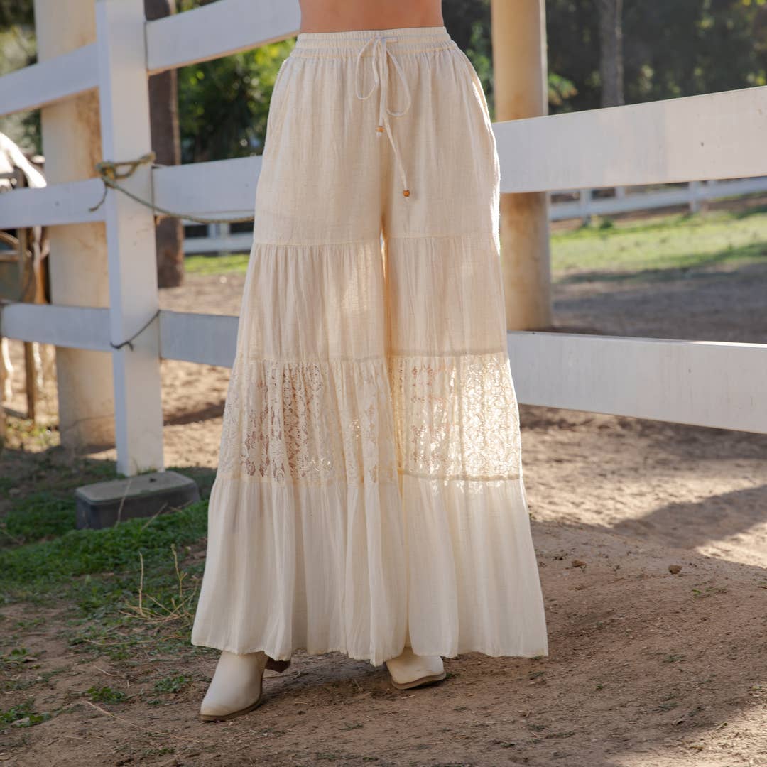 Cream Boho Pants