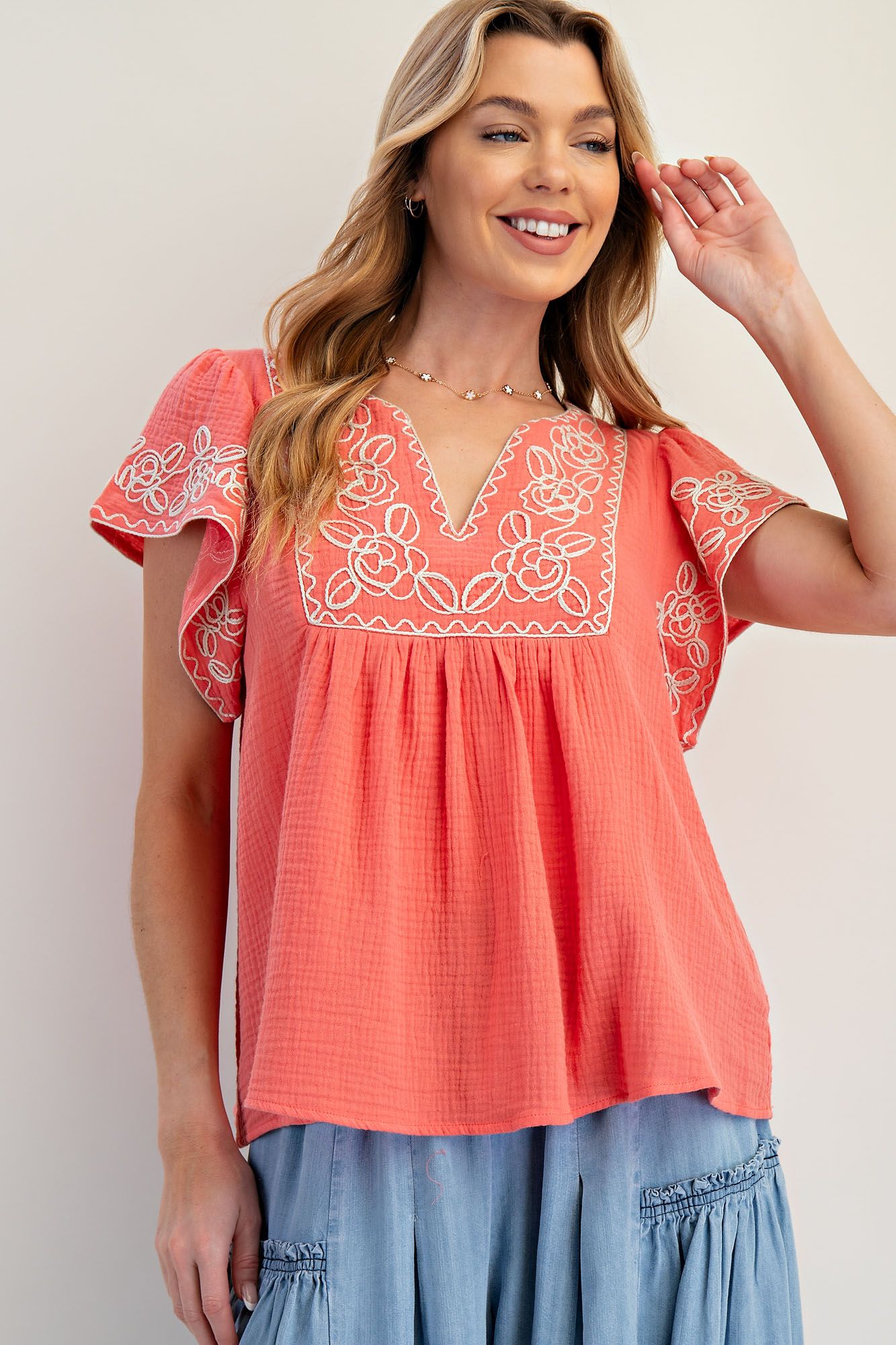 Curvy Coral Top