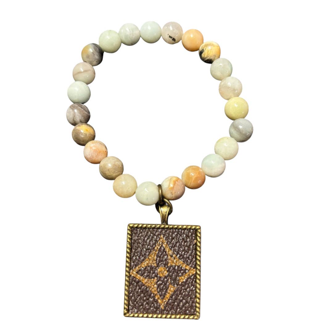 LV upcycled beaded bracelet